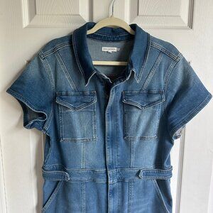 Good American Fit for Success Bootcut Denim Jumpsuit Size 5 18/20 2XL Blue 274